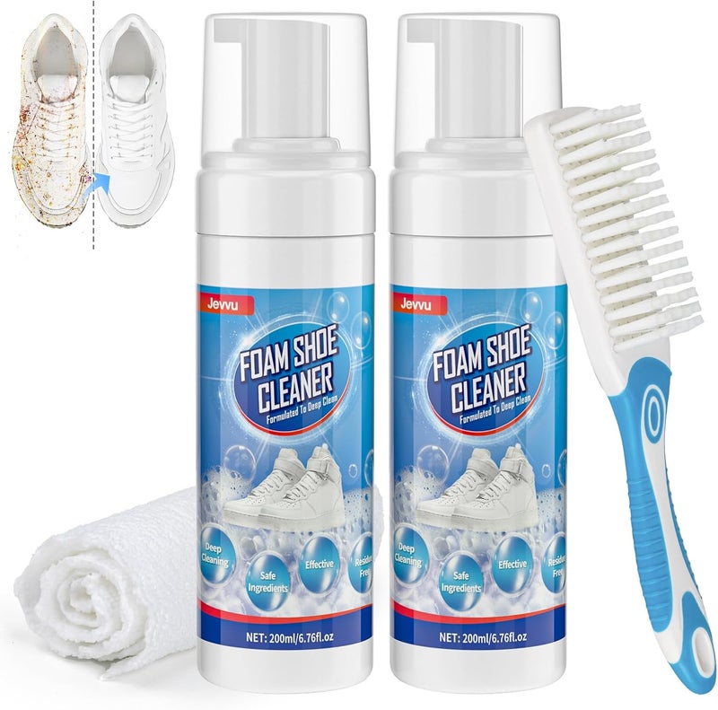 Jevvu Store Shoe Cleaner, 6.76fl.oz Sneaker Cleaner Foam for Removing Stains and Dirt, Shoe Cleaning Kit for White Shoes - Image 1